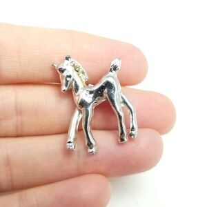 Vintage Little Horse Brooch, Colt Pony, Silver Tone Lapel Pin Estate